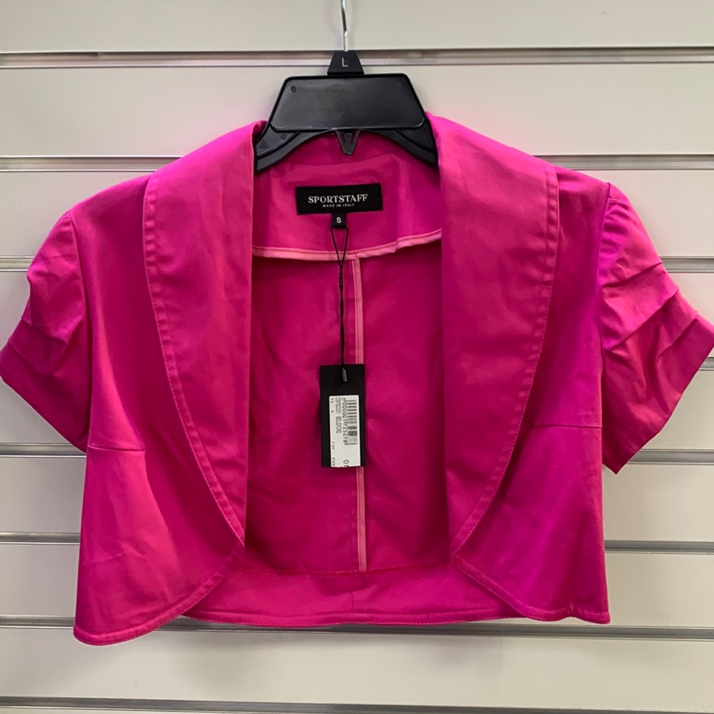 NWT Sportstaff Pink Crop Open Jacket